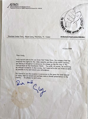 Lot 400 - RONNIE LANE APPEAL PROGRAMME - SIGNED BY JIMMY PAGE / CLAPTON / ROLLING STONES AND MORE.