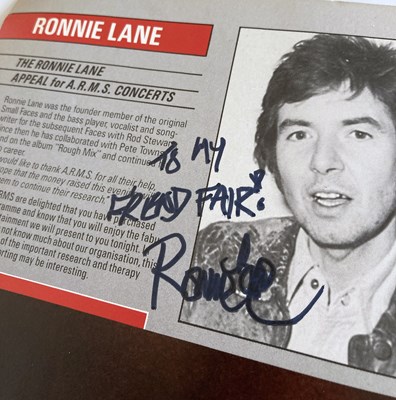 Lot 400 - RONNIE LANE APPEAL PROGRAMME - SIGNED BY JIMMY PAGE / CLAPTON / ROLLING STONES AND MORE.