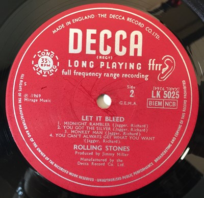 Lot 1239 - THE ROLLING STONES - LET IT BLEED LP (COMPLETE ORIGINAL UK MONO COPY - LK 5025).