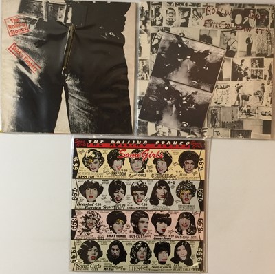 Lot 1241 - THE ROLLING STONES - STICKY FINGERS/EXILE/SOME GIRLS - ORIGINAL UK LPs