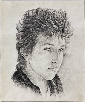 Lot 317 - BOB DYLAN HAND DRAWN PORTRAIT.