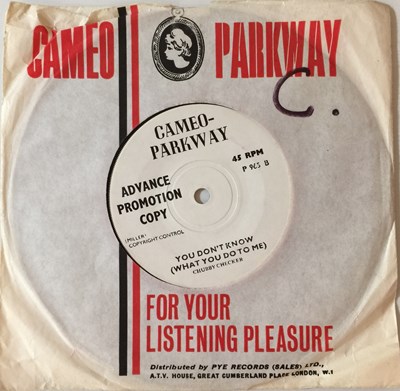 Lot 3 - CHUBBY CHECKER - YOU DON'T KNOW (WHAT YOU DO TO ME) C/W TWO HEARTS MAKE ONE LOVE 7" (ORIGINAL UK DEMO - CAMEO-PARKWAY P 965)