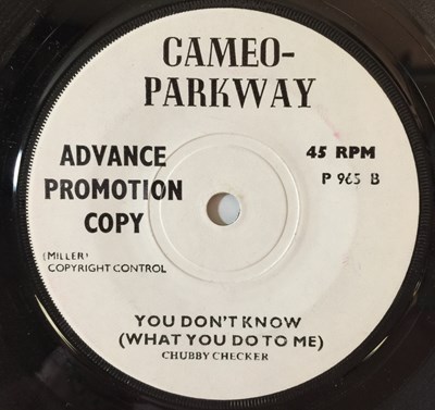 Lot 3 - CHUBBY CHECKER - YOU DON'T KNOW (WHAT YOU DO TO ME) C/W TWO HEARTS MAKE ONE LOVE 7" (ORIGINAL UK DEMO - CAMEO-PARKWAY P 965)