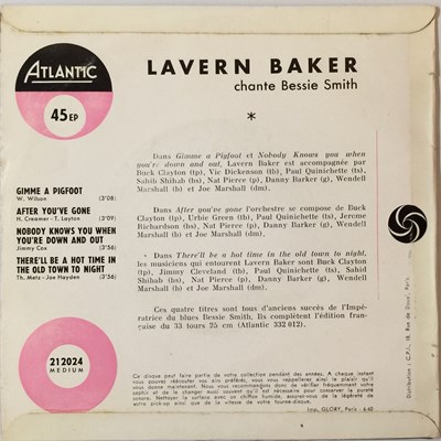 Lot 50 - LAVERN BAKER - CHANTE BESSIE SMITH EP (ORIGINAL FRENCH ATLANTIC RELEASE - 212.024)
