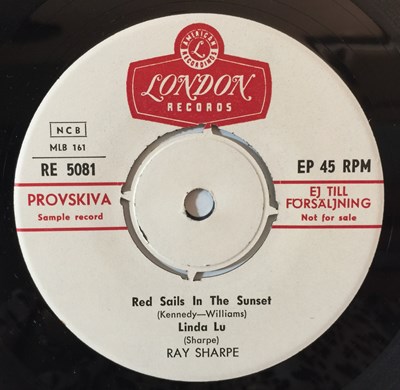 Lot 55 - RAY SHARPE - RED SAILS IN THE SUNSET EP (ORIGINAL SWEDISH PROMO - LONDON RE 5081)