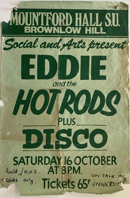 Lot 401 - EDDIE AND THE HOT RODS 1976 LIVERPOOL CONCERT POSTER.