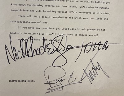 Lot 411 - DURAN DURAN FIRST PRESS KIT WITH SIGNED LETTER.