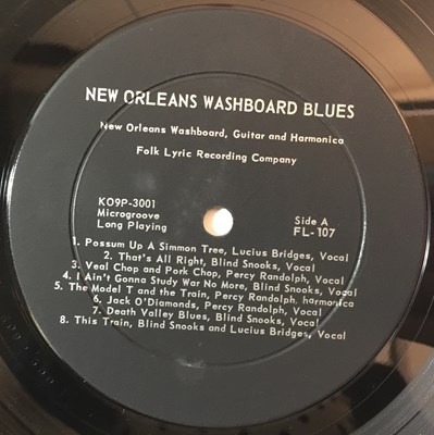 Lot 171 - SNOOKS EAGLIN - NEW ORLEANS WASHBOARD BLUES LP (FL 107)