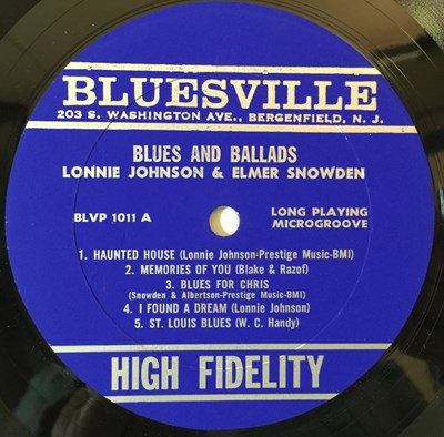 Lot 181 - LONNIE JOHNSON - BLUESVILLE LP RARITIES