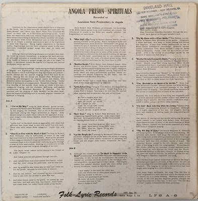 Lot 184 - VARIOUS - ANGOLA PRISON SPIRITUALS LP (LFS A-6)