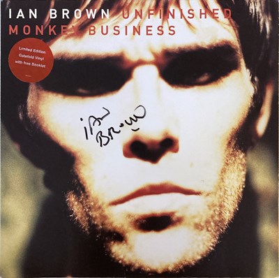 Lot 205 - STONE ROSES / IAN BROWN - UNFINISHED MONKEY BUSINESS SIGNED.