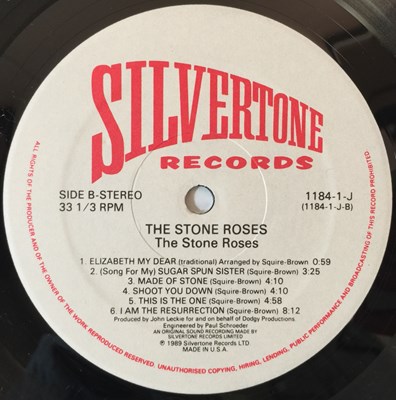 Lot 300 - THE STONE ROSES - THE STONE ROSES LP (COMPLETE OG US COPY WITH PRESS RELEASE - SILVERTONE 1184-1-J)