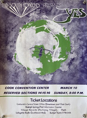 Lot 278 - 1974 YES CONCERT POSTER - MEMPHIS.