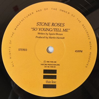 Lot 316 - THE STONE ROSES - SO YOUNG/TELL ME 12" (ORIGINAL UK RELEASE - THIN LINE THIN 001)