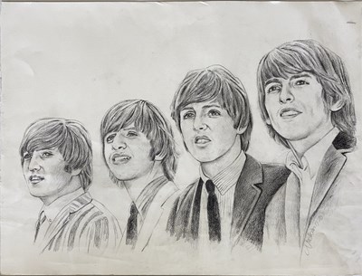 Lot 447 - THE BEATLES HAND DRAWN PORTAIT.