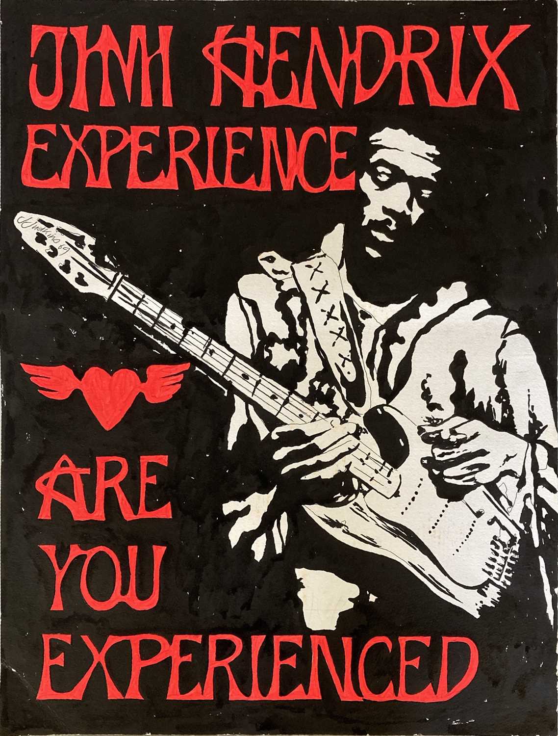 Lot 430 - JIMI HENDRIX  HAND PAINTED POSTER.