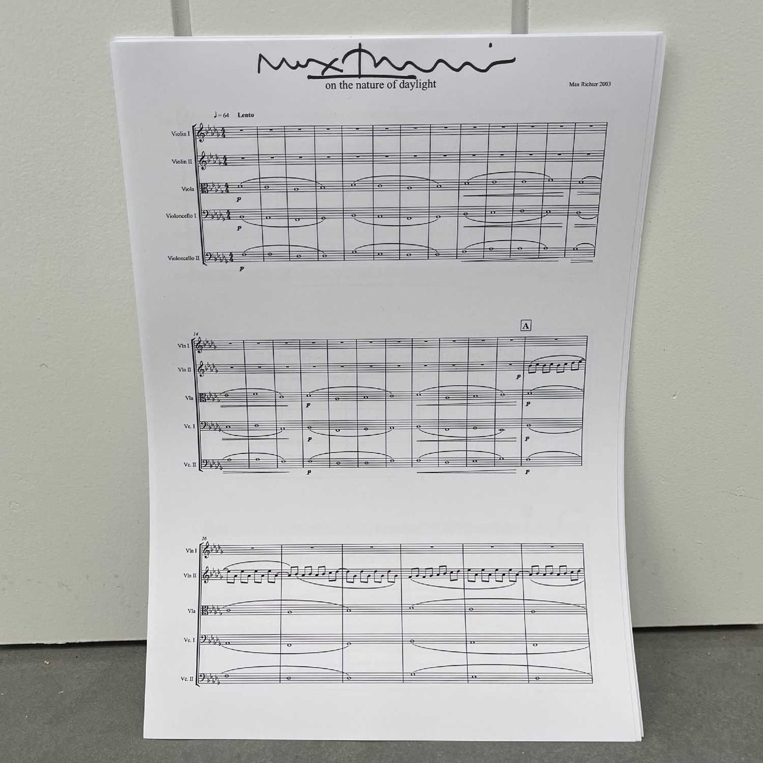 Lot 32 - MAX RICHTER – SIGNED ‘ON THE NATURE OF DAYLIGHT’ MANUSCRIPT