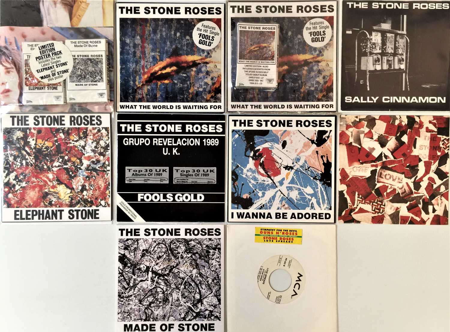 Lot 333 - THE STONE ROSES - 7" COLLECTION  PLUS CASSETTES (OVERSEAS/RARITIES & PROMOS)