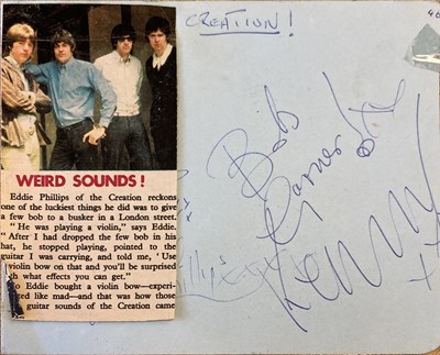 Lot 159 - MULTI SIGNED PAGE - THE CREATION ./ BLUES BREAKERS / SIMON DUPREE ETC.