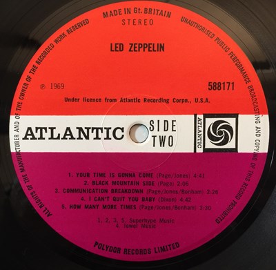 Lot 42 - LED ZEPPELIN - 'I' LP (ORIGINAL UK 'TURQUOISE'  COPY - ATLANTIC 588171)