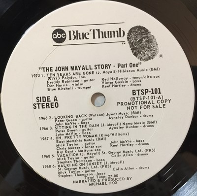 Lot 803 - JOHN MAYALL - THE JOHN MAYALL STORY LP (ORIGINAL US PROMO - BLUE THUMB BTSP-101)