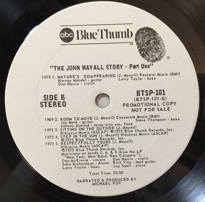 Lot 803 - JOHN MAYALL - THE JOHN MAYALL STORY LP (ORIGINAL US PROMO - BLUE THUMB BTSP-101)