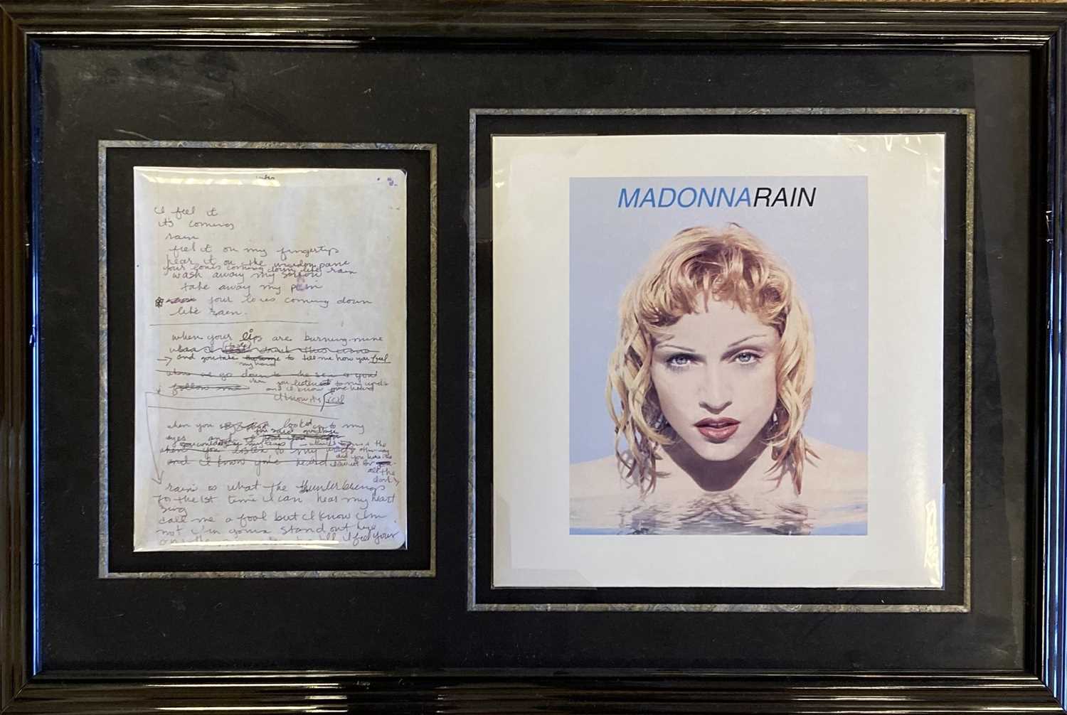 Lot 551 - MADONNA HANDWRITTEN LYRICS FOR RAIN