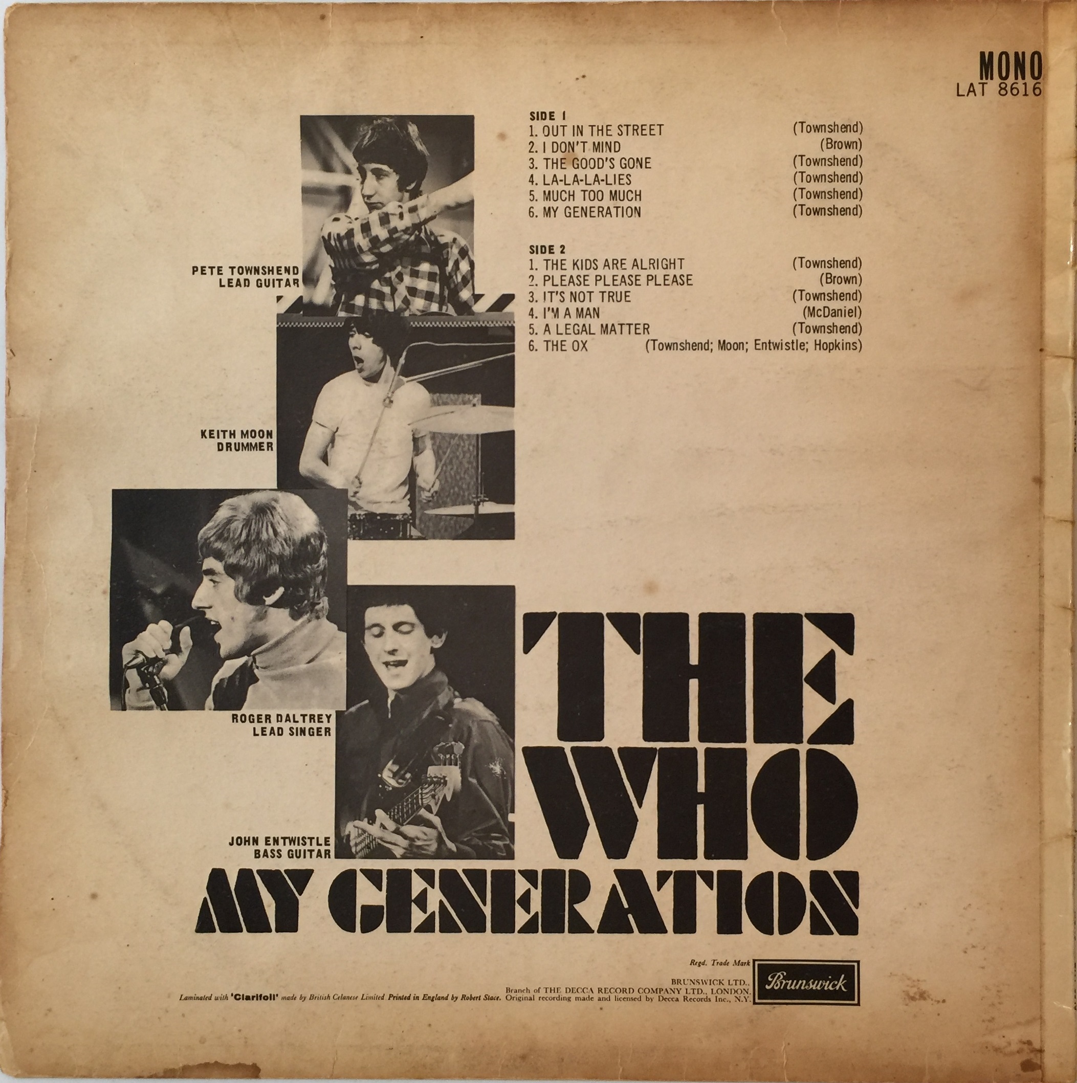 Lot 620 - THE WHO - MY GENERATION LP (ORIGINAL UK