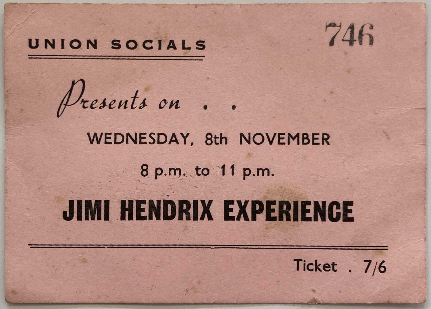 Lot 433 - JIMI HENDRIX EXPERIENCE 1967 MANCHESTER TICKET.