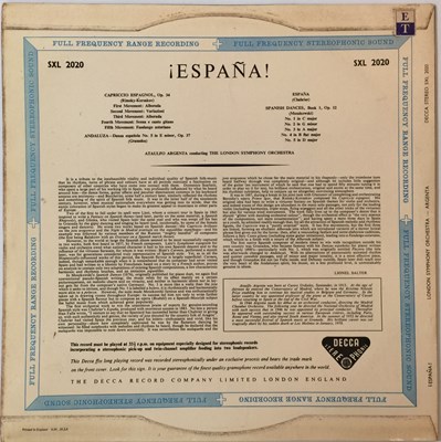 Lot 674 - ARGENTA - ESPANA UK STEREO LP (SXL 2020 - ED1/ BLUE BORDER)