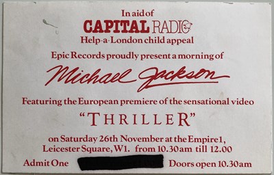 Lot 413 - MICHAEL JACKSON THRILLER PREMIERE INVITE.