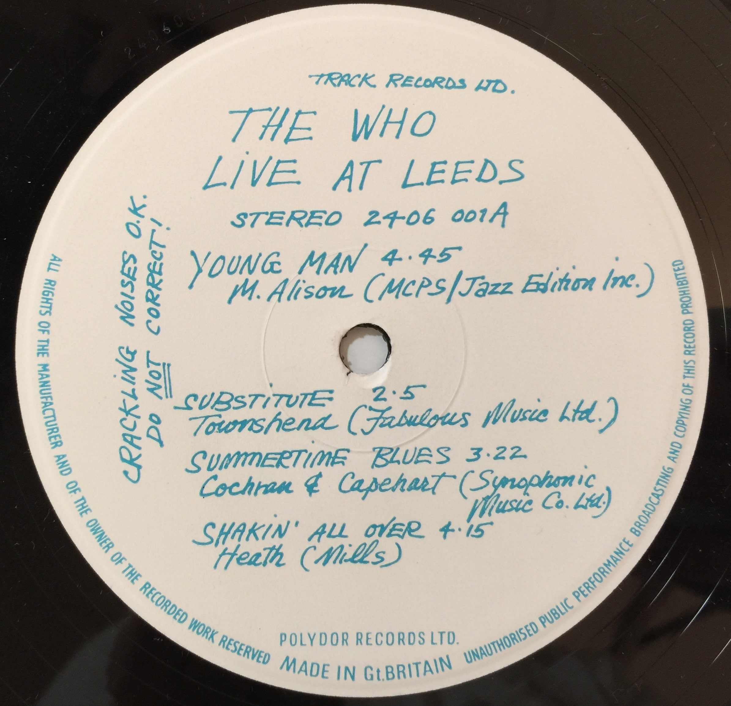 Lot 623 - THE WHO - LIVE AT LEEDS LP (ORIGINAL UK