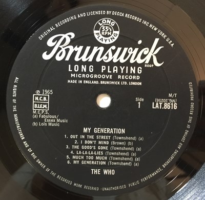 Lot 631 - THE WHO - MY GENERATION LP (ORIGINAL UK PRESSING - BRUNSWICK LAT 8616).