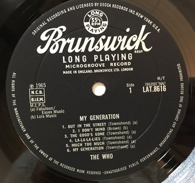 Lot 632 - THE WHO - MY GENERATION LP (ORIGINAL UK PRESSING - BRUNSWICK LAT 8616