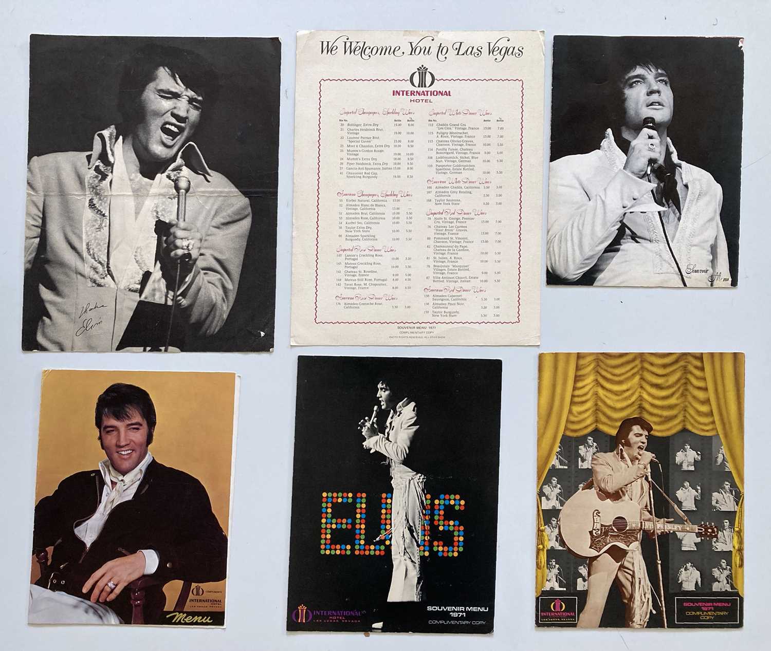 Lot 434 Elvis Presley Original Las Vegas Menus 7196