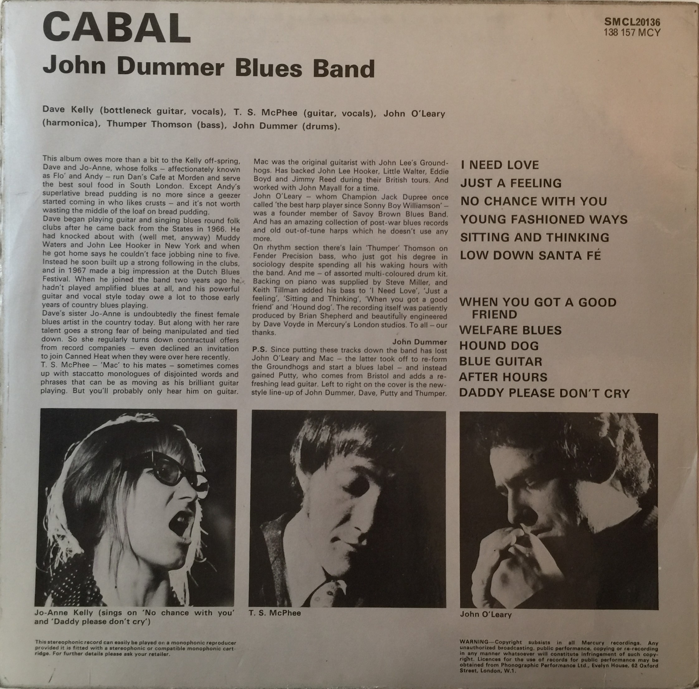 Lot 636 - THE JOHN DUMMER BLUES BAND - CABAL LP