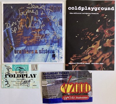 Lot 473 - COLDPLAY - SIGNED 7" AND TICKET STUB.