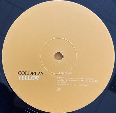 Lot 181 - COLDPLAY FULLY SIGNED YELLOW PROMO 12".