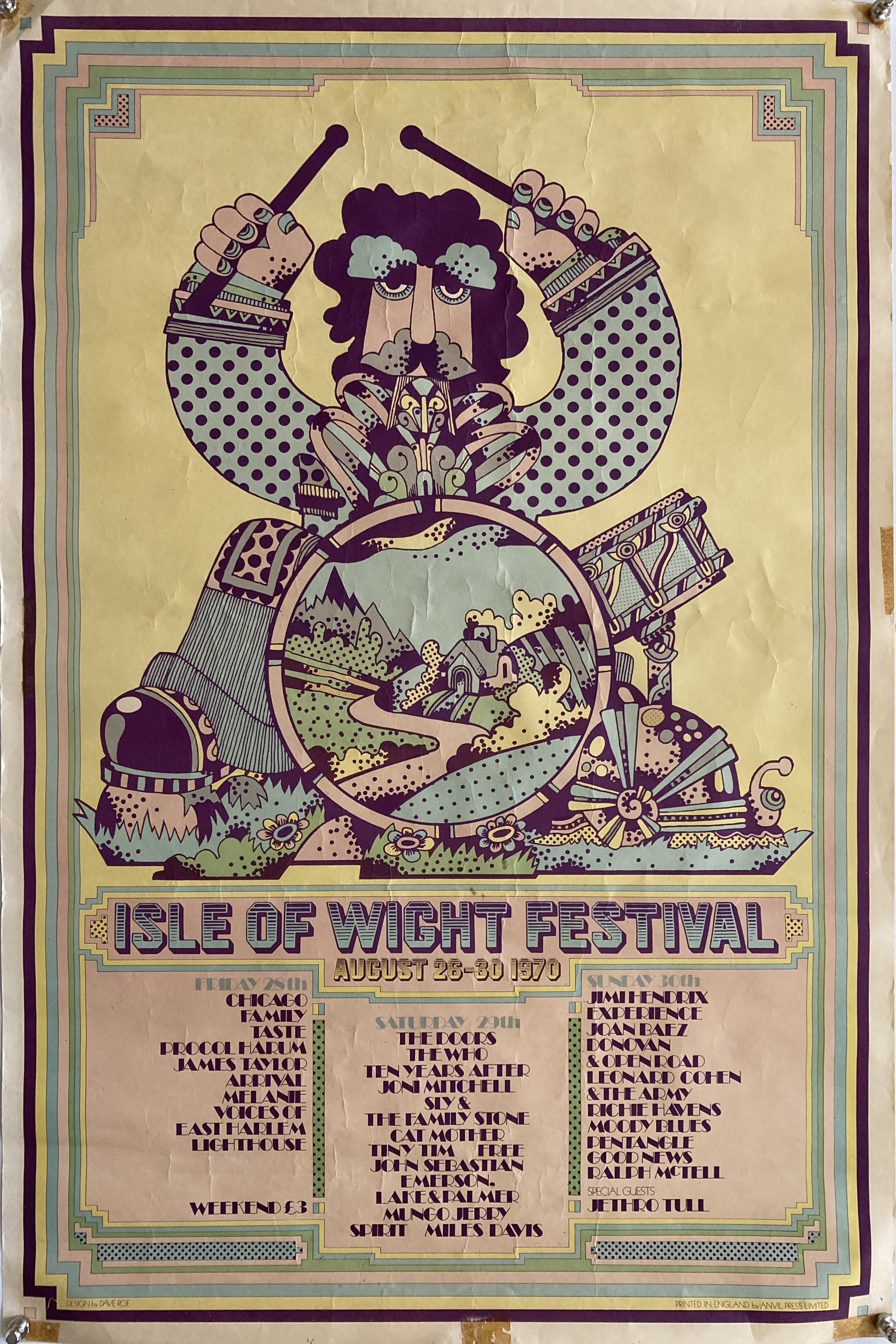 Lot 324 - ISLE OF WIGHT FESTIVAL 1970 ORIGINAL POSTER.