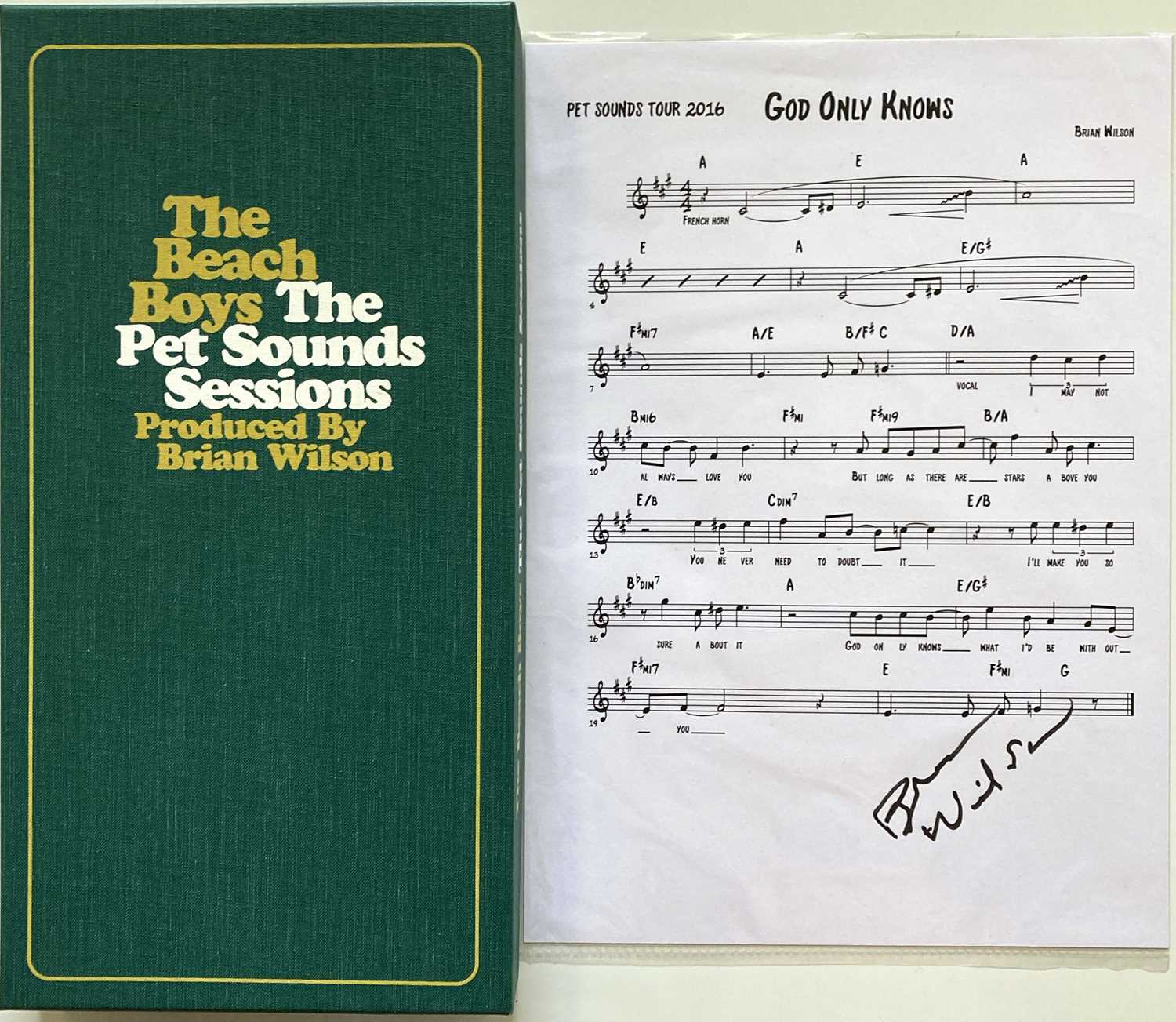 Lot 192 - BRIAN WILSON SIGNED SHEET MUSIC / BEACH BOYS BOX SET.