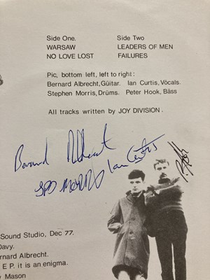 Lot 480 - JOY DIVISION FULLY SIGNED IDEAL FOR LIVING EP.
