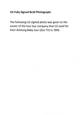 Lot 201 - FULLY SIGNED U2 PHOTOGRAPH.