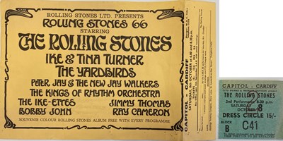 Lot 65 - THE ROLLING STONES CAPITOL CARDIFF 1966 HANDBILL AND TICKET