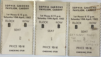 Lot 73 - THE SEARCHERS / DUSTY SPRINGFIELD / ZOMBIES 1965 CARDIFF HANDBILL AND TICKET STUBS