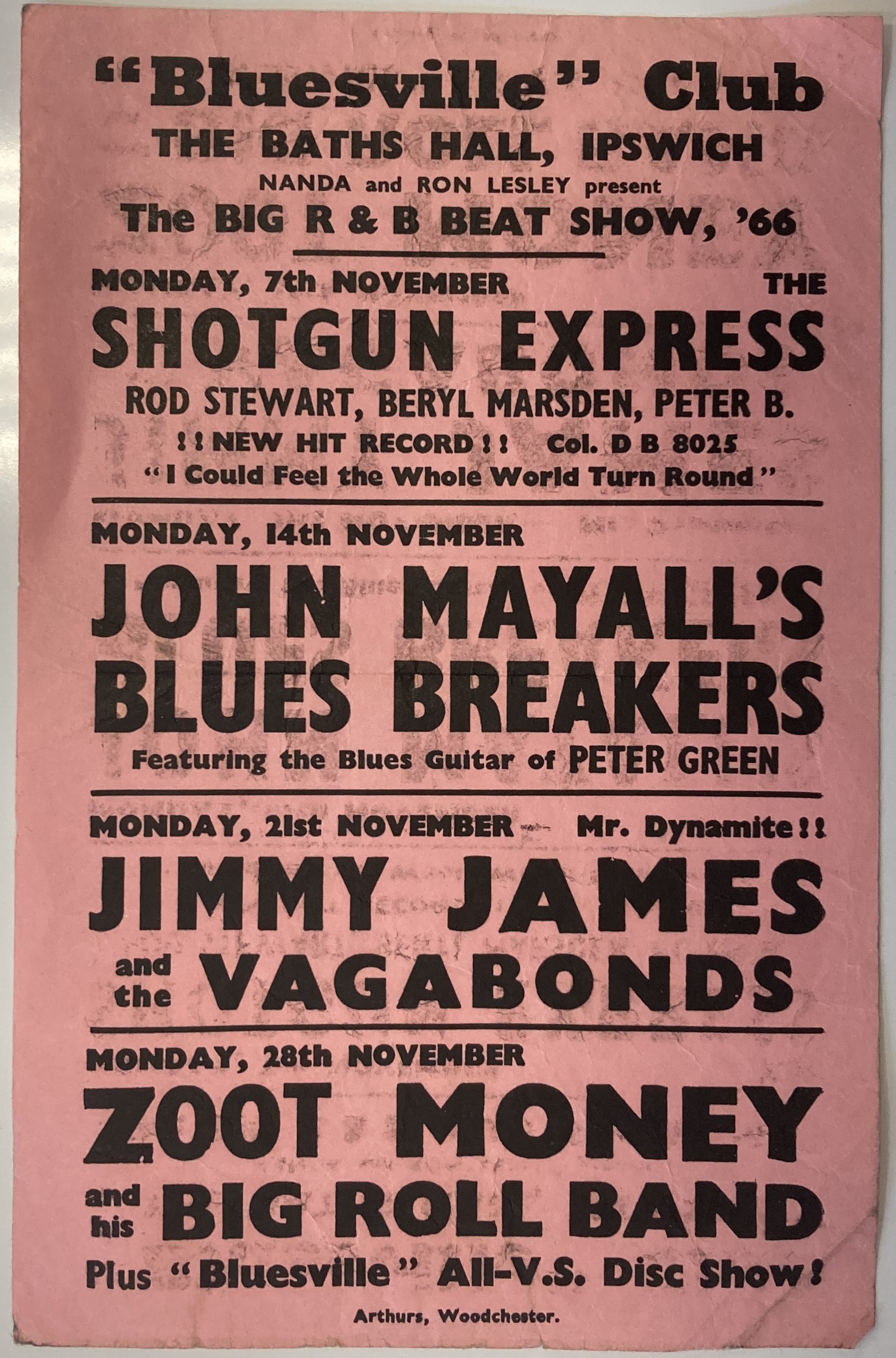 Lot 85 - JOHN MAYALL 1966 HANDBILL