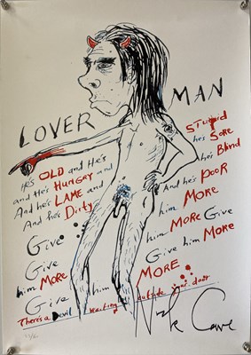 Lot 212 - NICK CAVE SIGNED LOVERMAN POSTER PRINT.