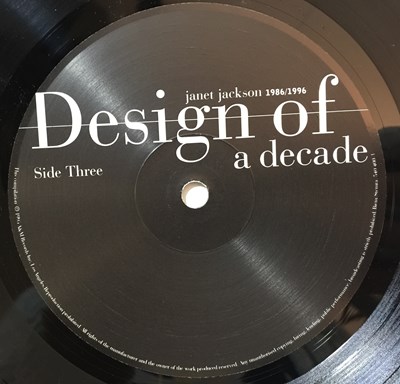 Lot 1054 - JANET JACKSON - DESIGN OF A DECADE 1986/1996 LP (ORIGINAL 1995 EU COPY - A&M 540 400-1)