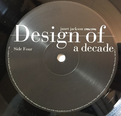 Lot 1054 - JANET JACKSON - DESIGN OF A DECADE 1986/1996 LP (ORIGINAL 1995 EU COPY - A&M 540 400-1)