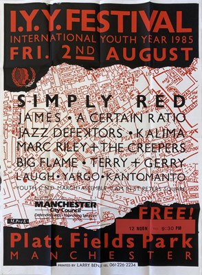 Lot 318 - 1985 FESTIVAL POSTER - SIMLY RED / A CERTAIN RATIO / JAMES AND MORE.