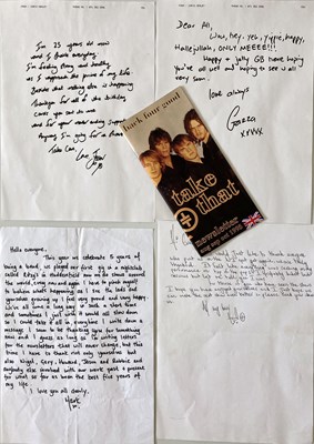 Lot 81 - TAKE THAT - ORIGINAL HANDWRITTEN LETTERS FROM THE BAND.